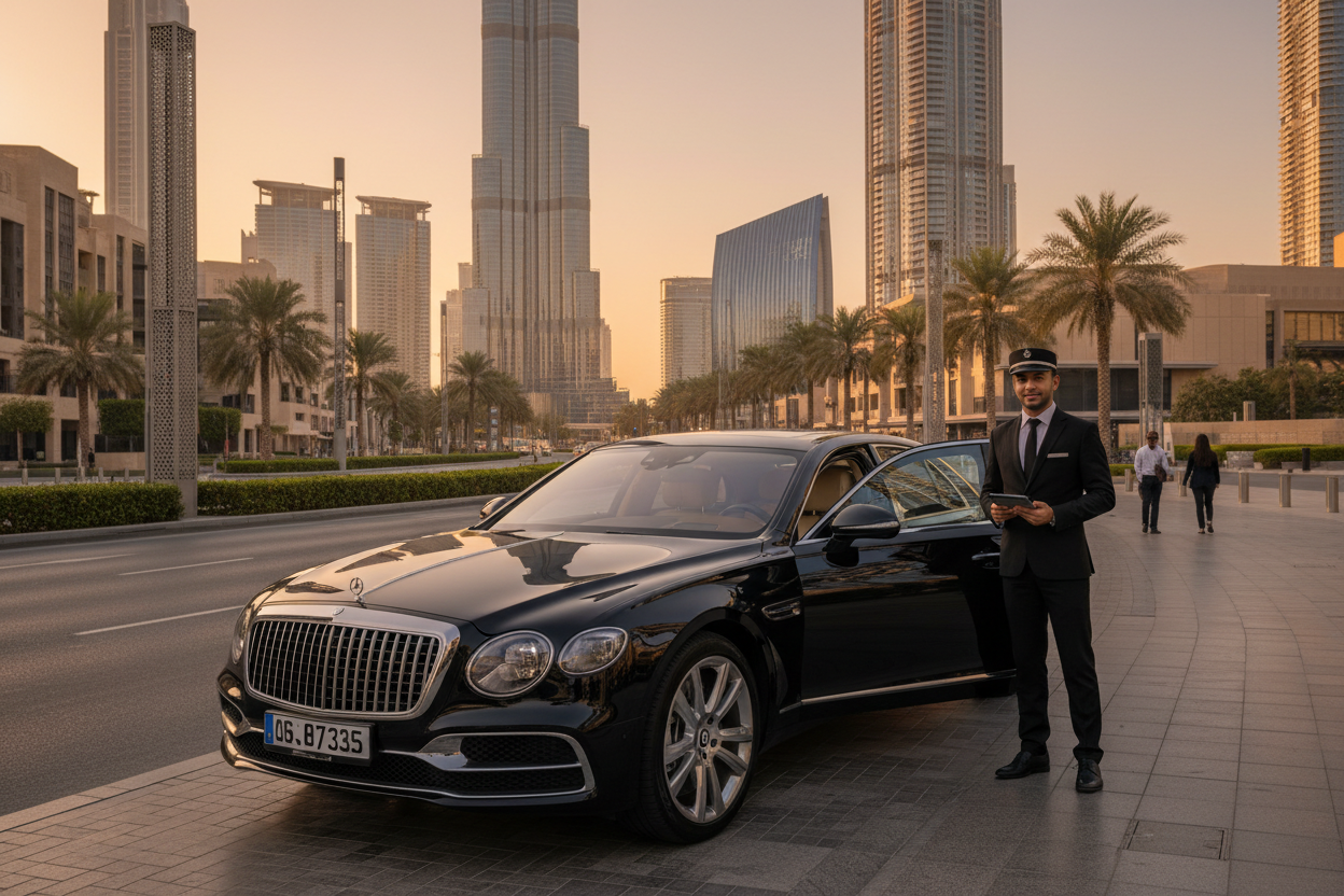 Luxury Car Rental with Driver in Downtown Dubai, UAE