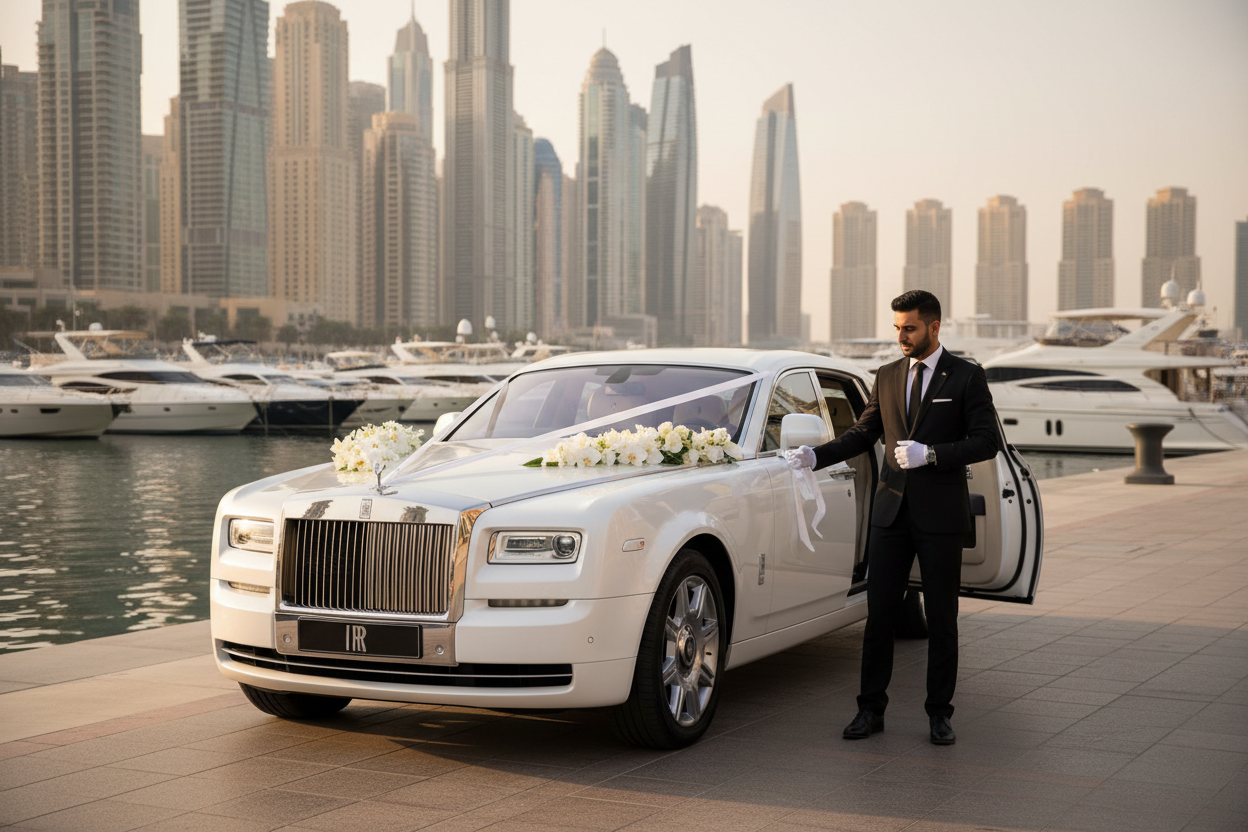 Wedding Car Hire with Professional Driver in Dubai Marina, UAE