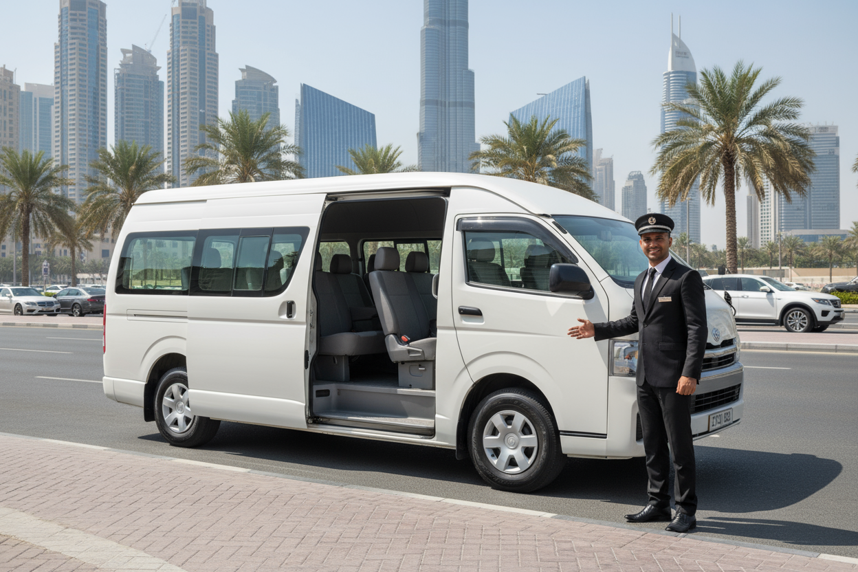 Toyota Hiace 12 Seater with Chauffeur in Dubai – Group Van Rental
